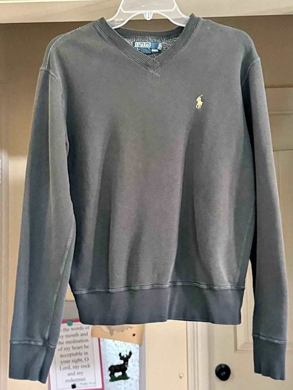 Polo Ralph Lauren Gray V-Neck Sweatshirt - Size Small